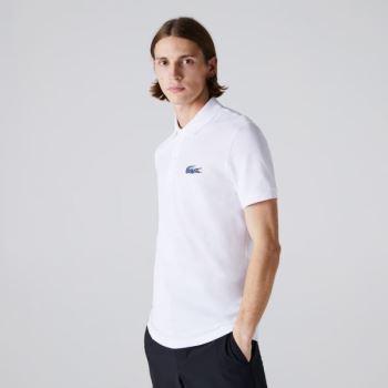 Lacoste Lacoste x National Geographic Regular Fit Organic Cotton Polo Shirt - Šortky Pánské Bílé | C